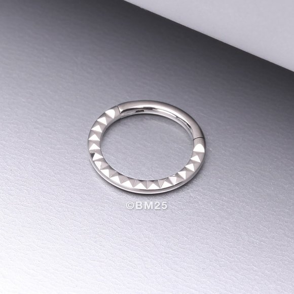 Implant Grade Titanium Pyramid Front Geometric Seamless Clicker Hoop Ring - Picture 1 of 2